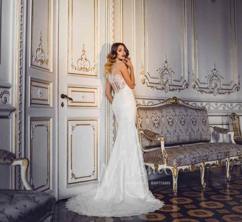 Νυφικό γοργονέ με δαντέλα και διαφάνεια